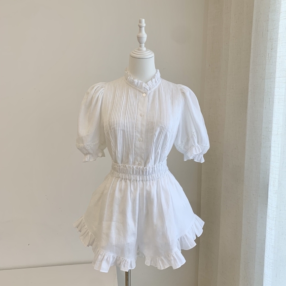 Morton Mac Sanna Pintuck Blouse With Greta  Frill Short - Picture 10 of 14